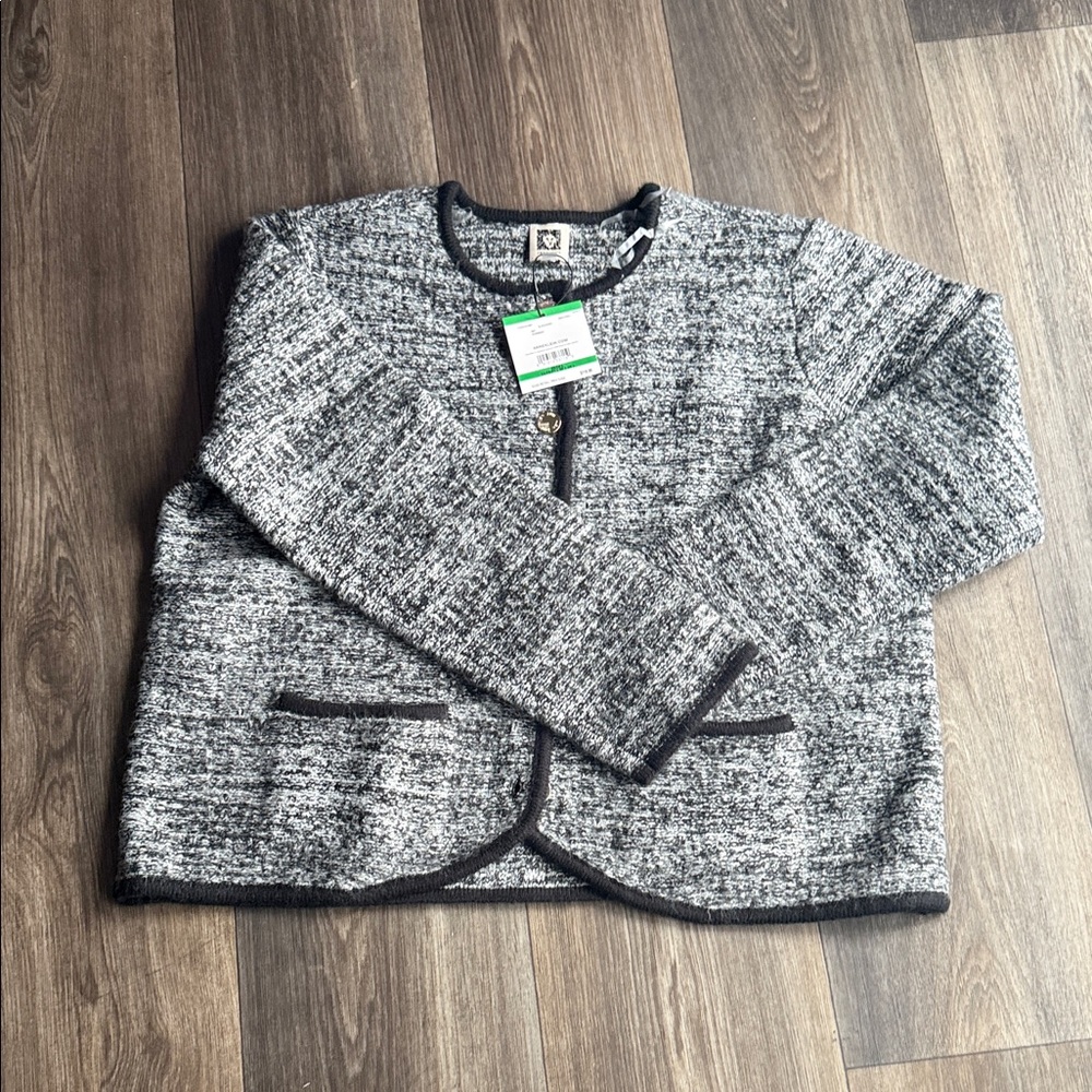 Anne Klein Black and White Textured Cardigan
